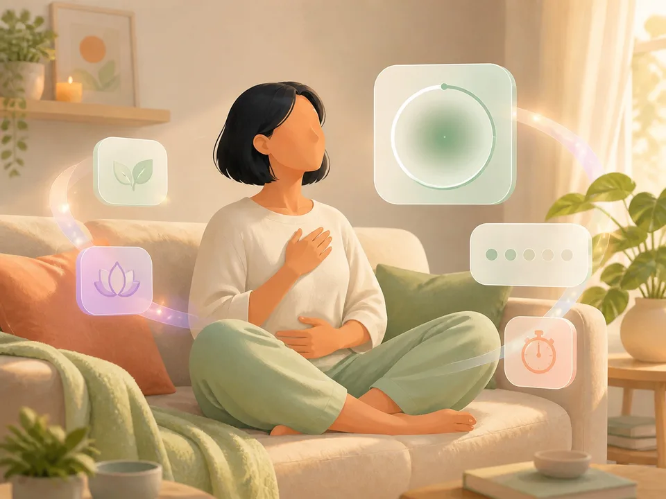 Faceless illustration of the breathing guide scenario