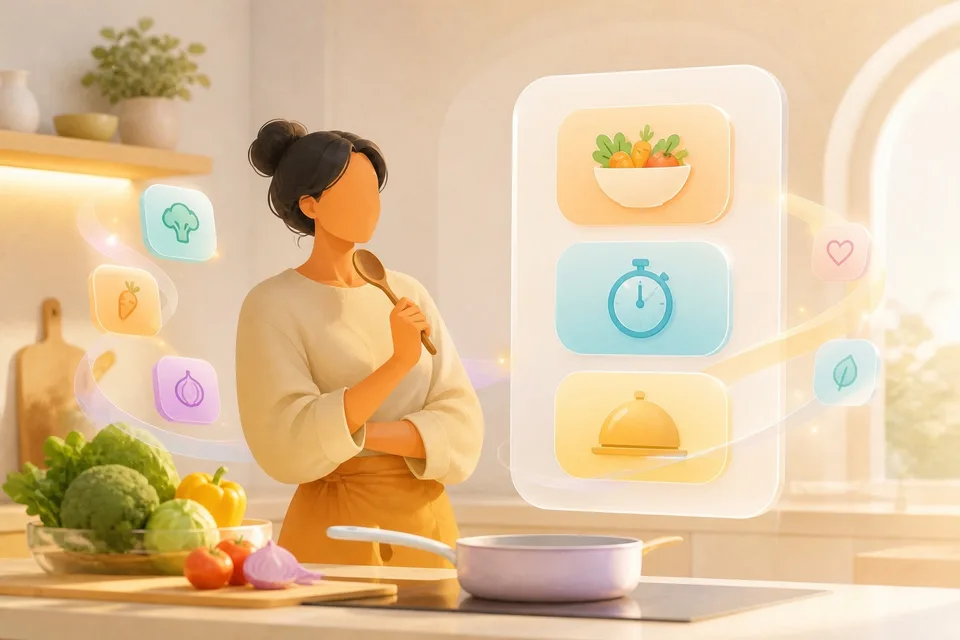 Faceless illustration of the dinner scenario