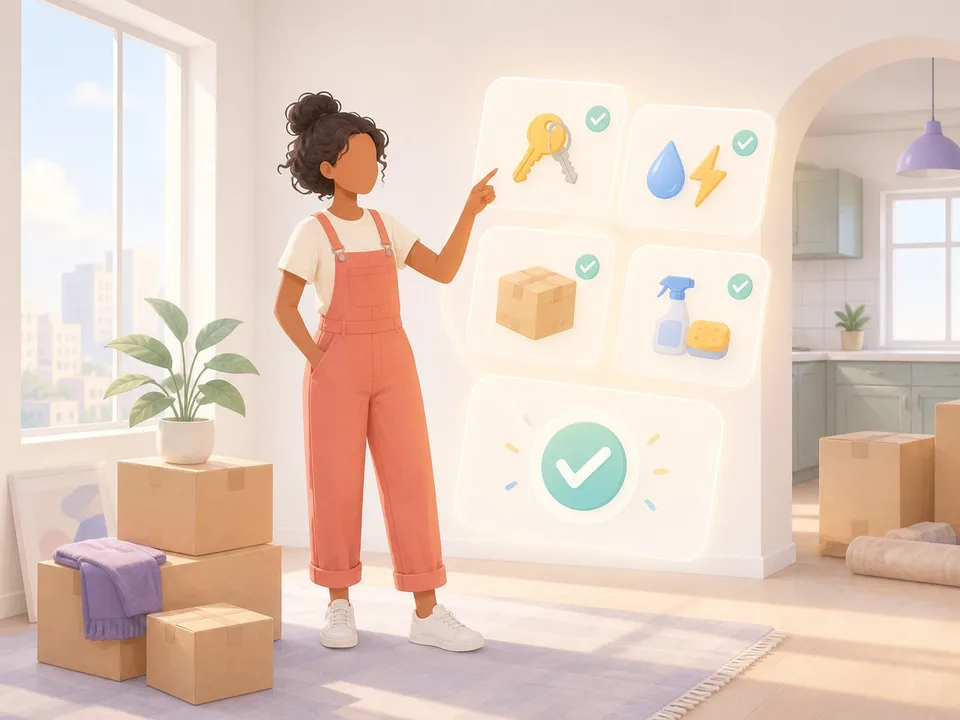 Faceless illustration of the moving checklist scenario